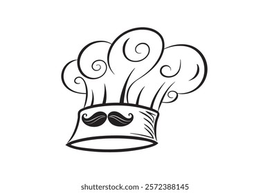 Stylish chef's hat with mustache, perfect for food-related projects.