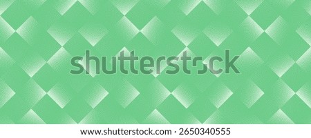 Stylish chequered pattern grainy textured vector abstract light green background. Panoramic abstraction with tilted square structure, modern geometry and clean design for fresh decorative compositions