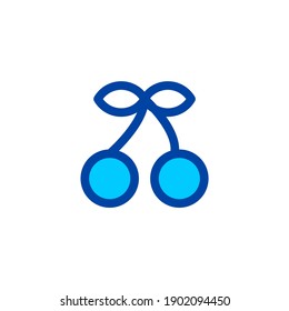 Elegante icono de cerezo en color azul. Icono perfecto de píxeles. Vector