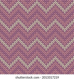Stylish chevron stripes knitted texture geometric vector seamless. Rug hosiery textile print. Norwegian style seamless knitted pattern. Christmas spirit backdrop.