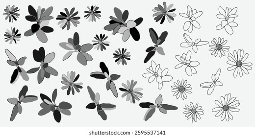 Stylish and chic monochrome floral patterns that are perfect for a wide variety of design projects and uses