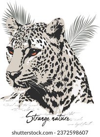 Diseño elegante de texto elegante e ilustraciones vectoriales de impresión de papel para gráficos de moda, estampados de camisetas, afiches, pegatinas, etc slogan leopardo con detalles de estropajo con camiseta de mujer