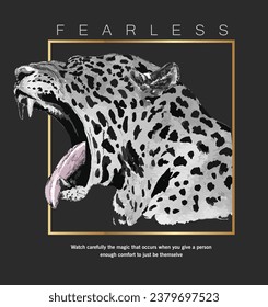 Stylish chic text and foil print vector illustration design for fashion graphics, t shirt prints, posters, stickers etc leopard slogan with strass detail with women t shirt