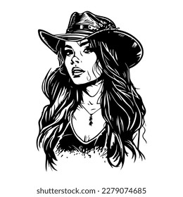 A stylish Chicano girl in black and white, rendered in intricate Hand drawn line art illustration