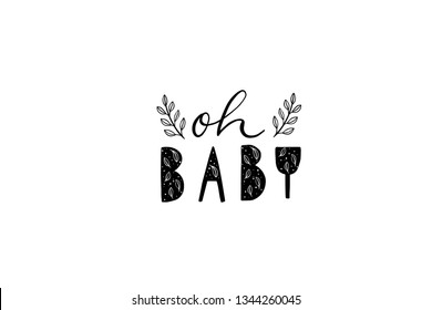 Stylish children phrases hand drawn lettering with cute details and texture. Black and white quote for nursery room. Vector illustration. Eps 10