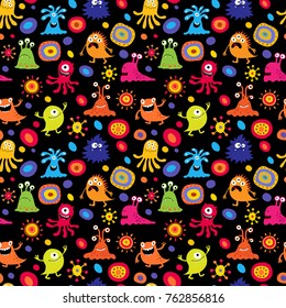 Stylish children's pattern with a monsters and pattern