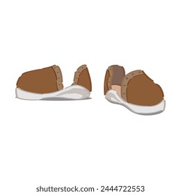 Stylish child's shoes on white background