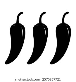 Stylish chilli group silhouette vector ideal for food graphics
