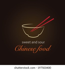 Stylish Chinese Food Design Background ( chinese noodle bowl with chopsticks) -  Can be used  Food Menu Cover 