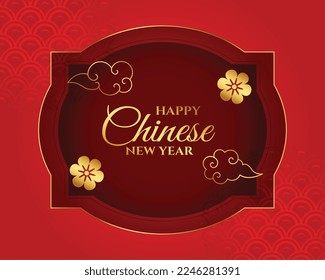 elegante fondo chino de año nuevo con vector de nubes y flores