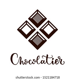 Stylish chocolate logo. Vector logo for chocolatier. Design element for cafes, restaurants, hand made and other uses.