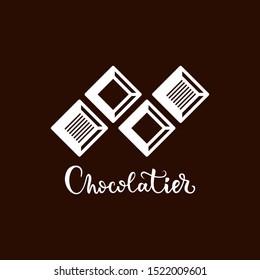 Stylish chocolate logo. Vector logo for chocolatier. Design element for cafes, restaurants, hand made and other uses.