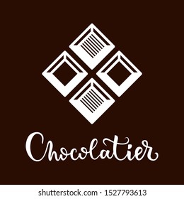 Stylish chocolate logo. Vector logo for chocolatier. Design element for cafes, restaurants, hand made and other uses.