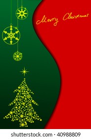 Stylish Christmas background with balls and a Christmas tree