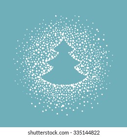 Stylish Christmas background with snow and Christmas tree