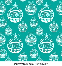 Stylish Christmas balls sketch. Seamless pattern. Vector illustration.