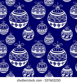 Stylish Christmas balls sketch. Seamless pattern. Vector illustration.