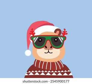 Navidades con estilo Hamster Ilustración Santa hat