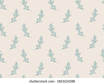 Stylish Christmas seamless pattern of branches and twigs with berries and leaves. Small elegant festive pattern. For the design of textiles, postcards, paper, Internet resources. Vector illustration.