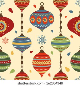 Stylish Christmas seamless pattern with Christmas decorative elements
