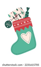 Estilosos calcetines de Navidad icono plano Decoración de la chimenea de invierno