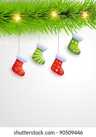 stylish christmas socks hanging vector illustration