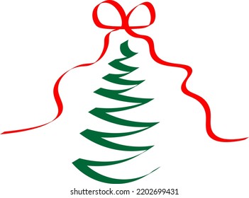 Stylish Christmas tree with a red bow.