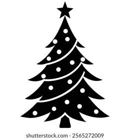 Stylish Christmas tree silhouette for modern holiday art