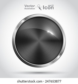 Stylish chrome metal button. Template vector icons for your design. Can be used for interfaces, websites, applications, banners. Vector illustration.