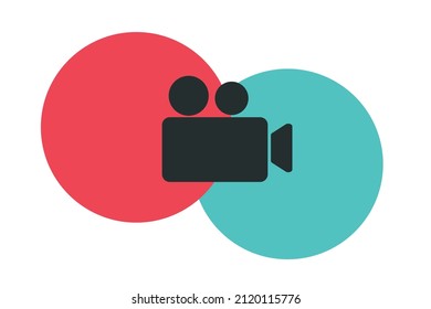 Stylish cinema camera icon. Vector.