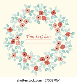 Stylish circle frame with decorative  poppy flowers and leaves can be used for greeting card, baby shower or wedding invitation, cover and more designs.