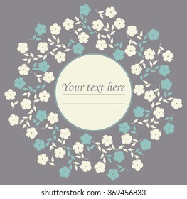 Stylish circle frame with flowers and leaves can be used for greeting card, cover, invitation and more designs.