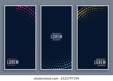 stylish circular halftone effect banners set