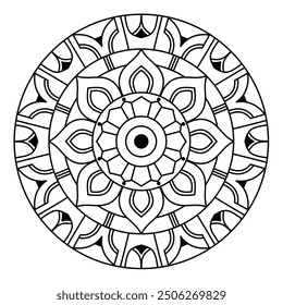 stylish circular mandala design for coloring book, wall art, tattoo and mehndi design, elegant mandala design

