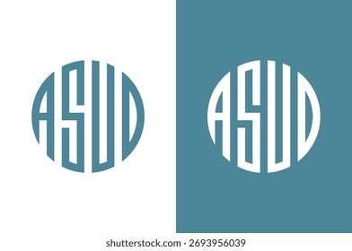 Diseño de monograma circular elegante con paleta de colores azules para la identidad de marca moderna y la creación de logotipos