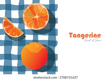 Stylish citrus oranges fruits pattern. Vector fruit seamless pattern in flat style. Blooming orange branch pattern design. Fruit illustration for fabric or wallpaper design.