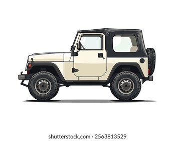 Stylish classic jeep with a sturdy design, perfect for off-road adventures, showcasing vintage charm and rugged performance for automobile enthusiasts