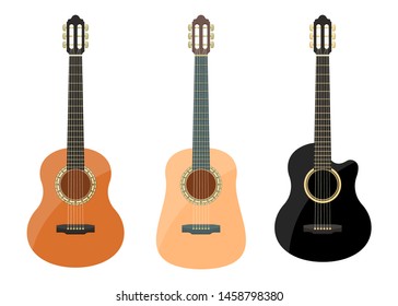 Stylish classical guitar vector design illustration isolated on white background