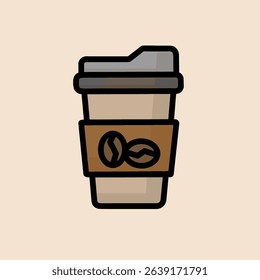 A stylish and clean vector illustration of a coffee cup, perfect for café branding, menu designs, posters, and digital content.