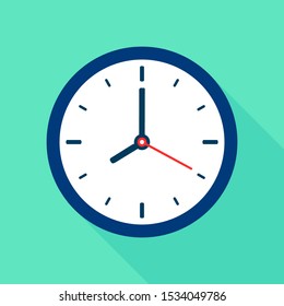 
Stylish Clock in flat style. Vector office clock. 