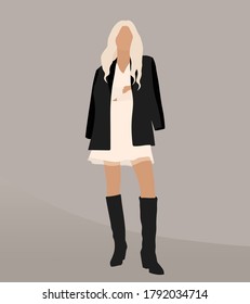  Ropa y accesorios elegantes. Hermosa chica. Mujer de moda. Ilustración vectorial. Moda y estilo. Moda. Eps 10.