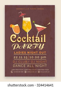 Stylish Cocktail Party celebration one page Flyer, Banner or Template with date and time details.