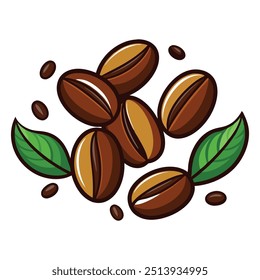 Stylish coffee beans vector illustration, ideal for cafes, logos, packaging, and decor. Add a touch of aromatic charm to your design projects with this versatile graphic.