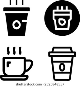 Stylish Coffee Cup Icon Vector Design for Cafes and Beverage Brands