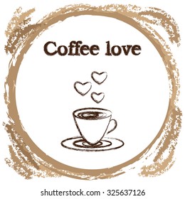 Stylish coffee cup sketched design vector icon for coffee shop or cafe for valentines day or coffe lovers worldwide network