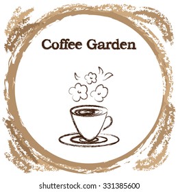 Stylish coffee cup sketched design vector icon for coffee shop or cafe for flavored coffees