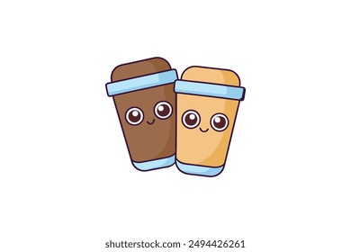 Stylish coffee cups vector illustration: cartoon, clipart, and line art designs