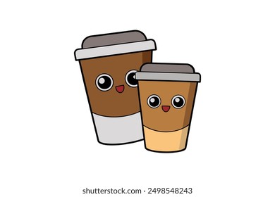 Stylish coffee cups vector illustration: cartoon, clipart, and line art designs
