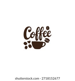 Letras de café con estilo con taza y frijoles