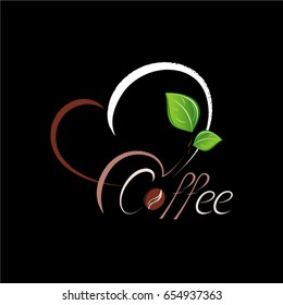 Stylish coffee logo for coffee shop, menu, restaurant. Elegant beautiful vector element for design.